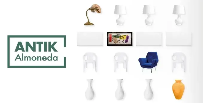 Cartel de la feria ANTIK 2025 donde se puede ver mobiliario antiguo de los años 60 y 70